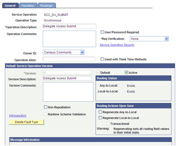 Service Operations General Page for SCC_DA