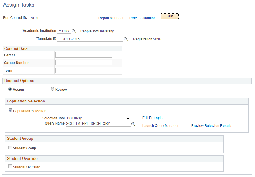 Assign Tasks page