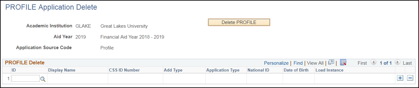 PROFILE Application Delete