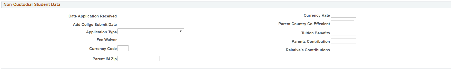Maintain Institutional Application, Student Data tab (page 5 of 5)