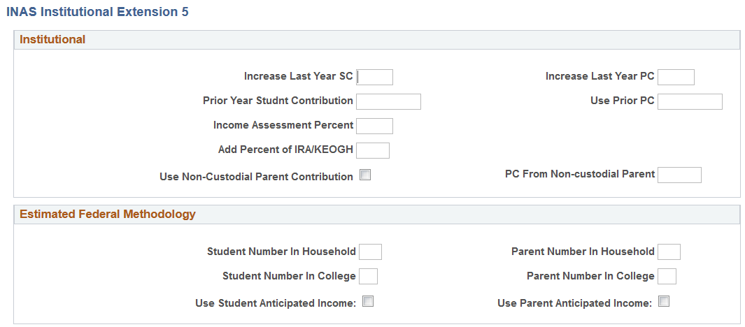 INAS (Institutional Need Analysis System) Institutional Extension 5 page