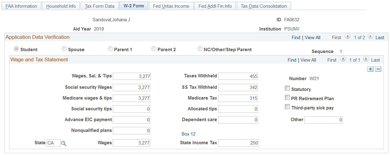 W-2 Form page