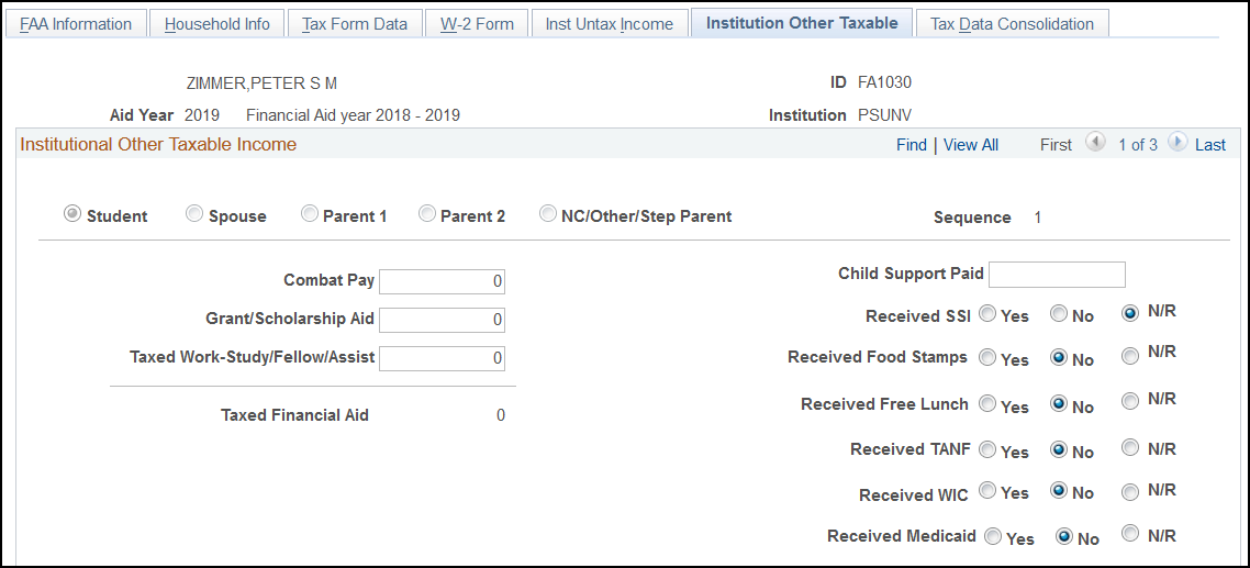 Institution Other Taxable page