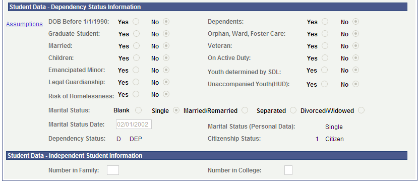FAFSA (Free Application for Federal Student Aid) Student Information page (4 of 4)