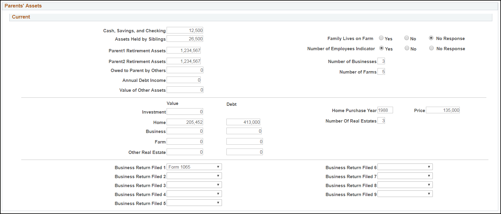 Maintain Institutional Application, Custodial Parent Data tab (page 3 of 6)