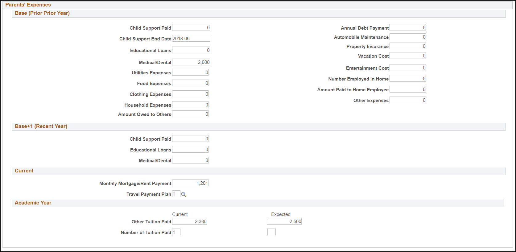 Maintain Institutional Application, Custodial Parent Data tab (page 4 of 6)