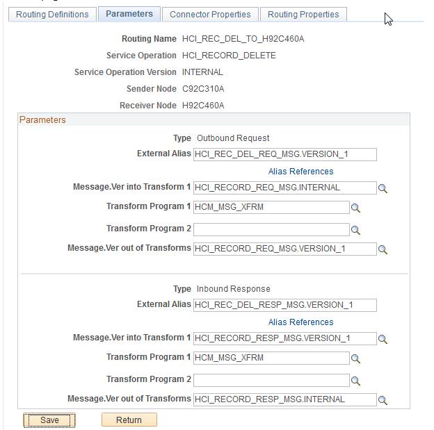 Example of Parameters page (CS)