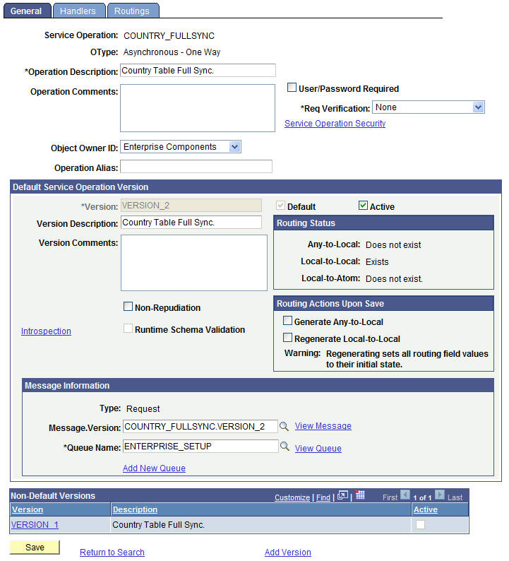 Service Operation Definition page