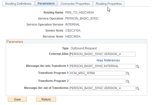 PERSON_BASIC_SYNC routing parameters page_outbound