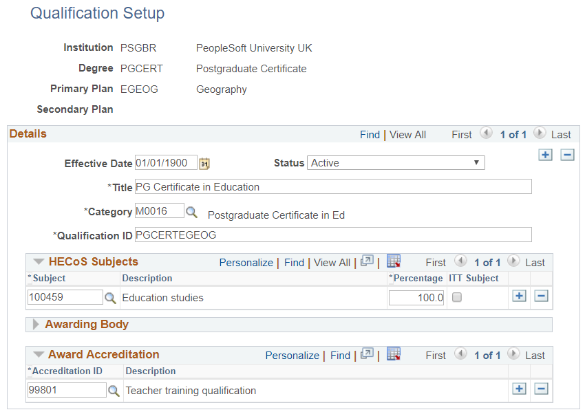 Qualification Setup