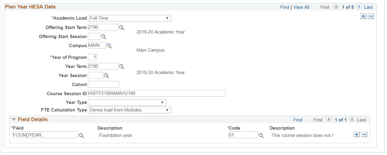 Plan Offering/Year HESA (Higher Education Statistics Agency) page 2 of 2