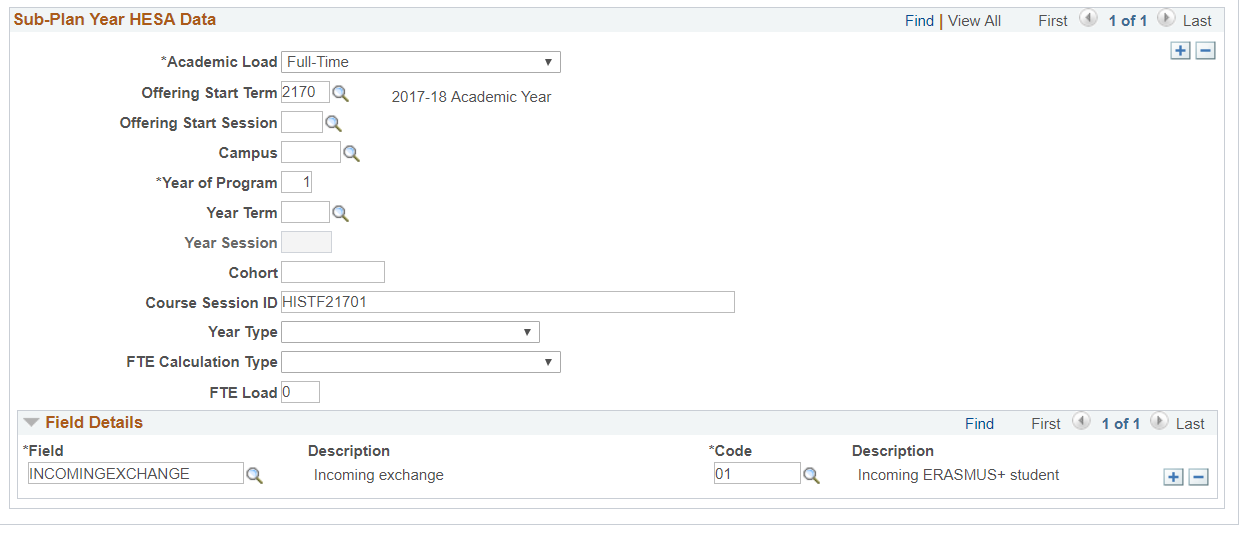 Sub-Plan Offering/Year HESA (Higher Education Statistics Agency) page 2 of 2