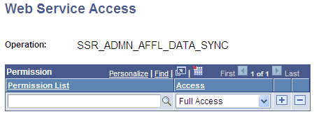 Web Service Access page