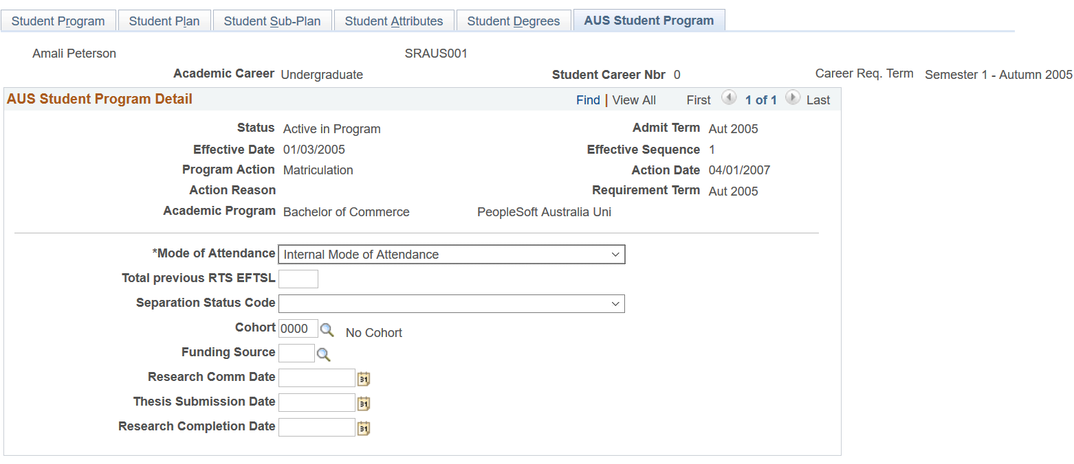 AUS Student Program page