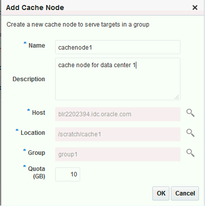 add cache node dialog