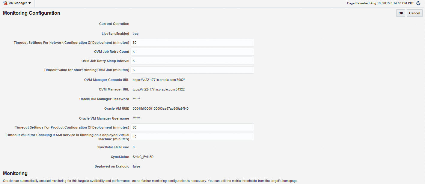 Monitoring Configuration (OVM Manager)