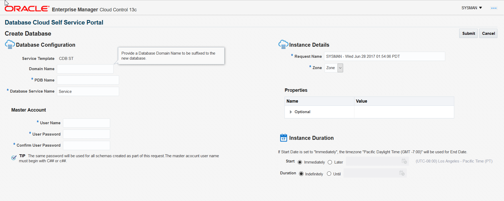 Database Cloud Service Portal