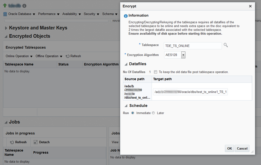 Setting Encrypt parameters