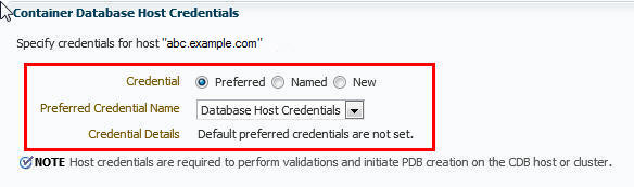 Specifying CDB Host Credentials