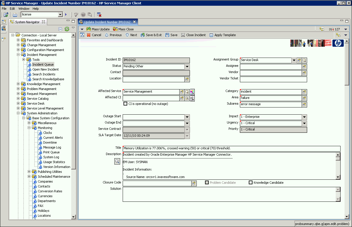 hp service manager hp service manager