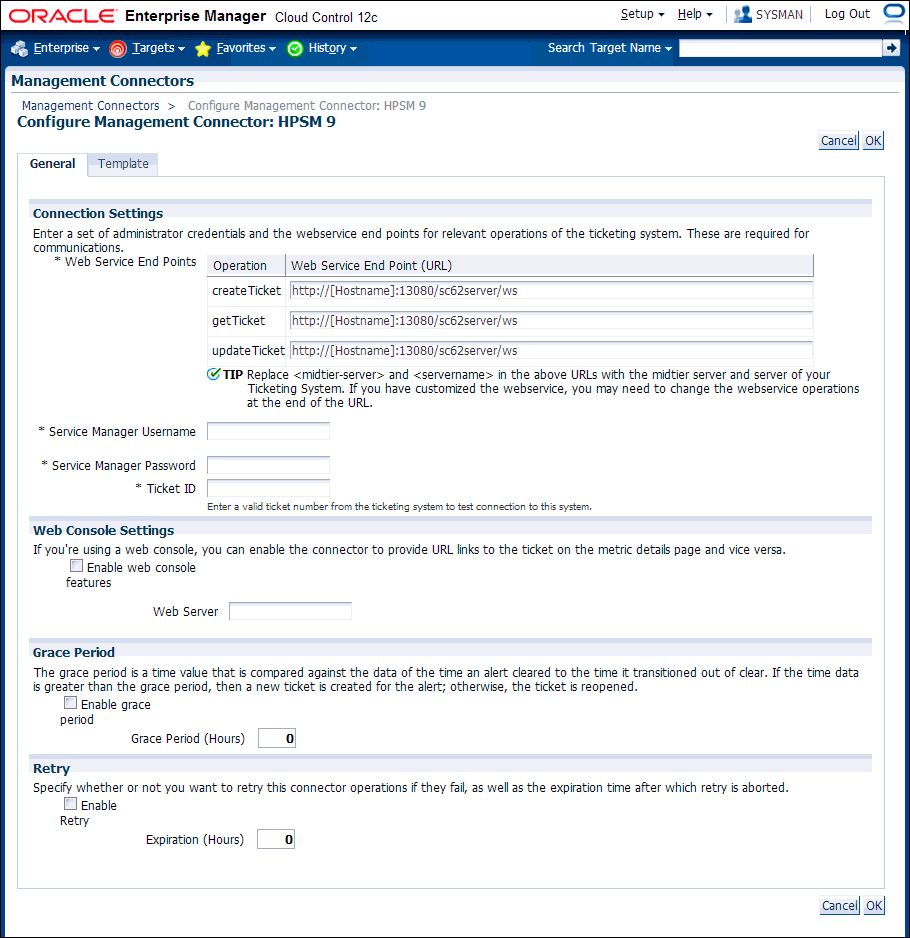 Configure Management Connector Page