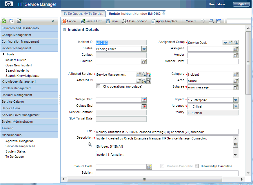 incident details