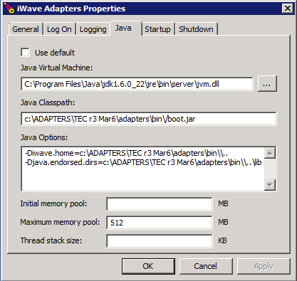 Java tab, iWave properties