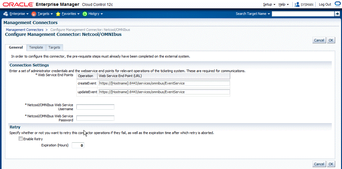 Configure Management Connector Page