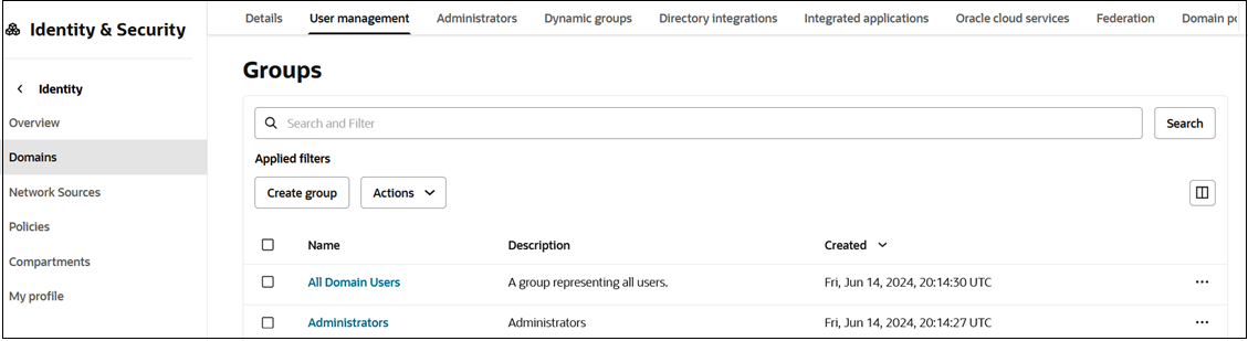 Gruppen in Benutzermanagement