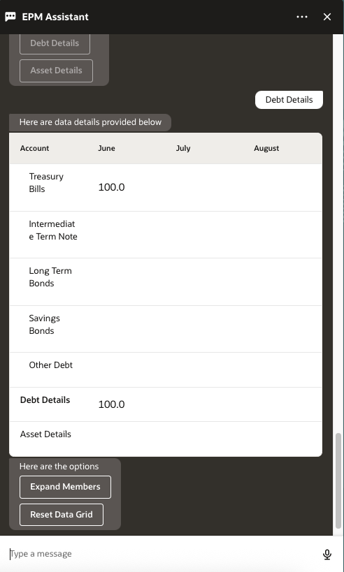 Optionen nach dem Einblenden der Elemente