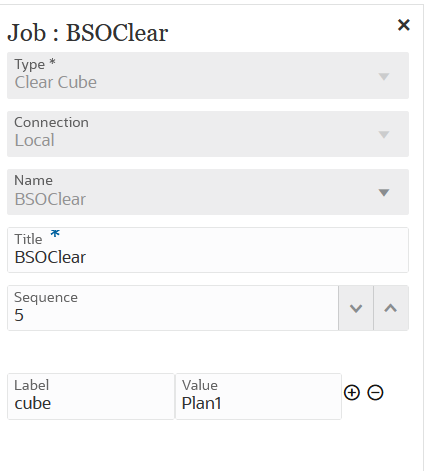 Das Bild zeigt einen Job des Typs "Cube löschen" für einen BSO-Cube.