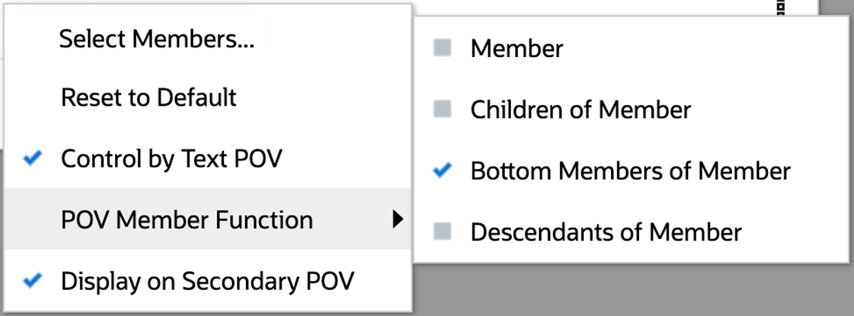 Einstellungen für sekundären POV