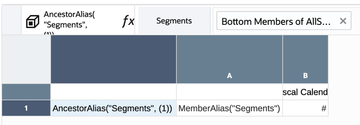 Rasterdesign von Textfunktionen für Vorgängeralias