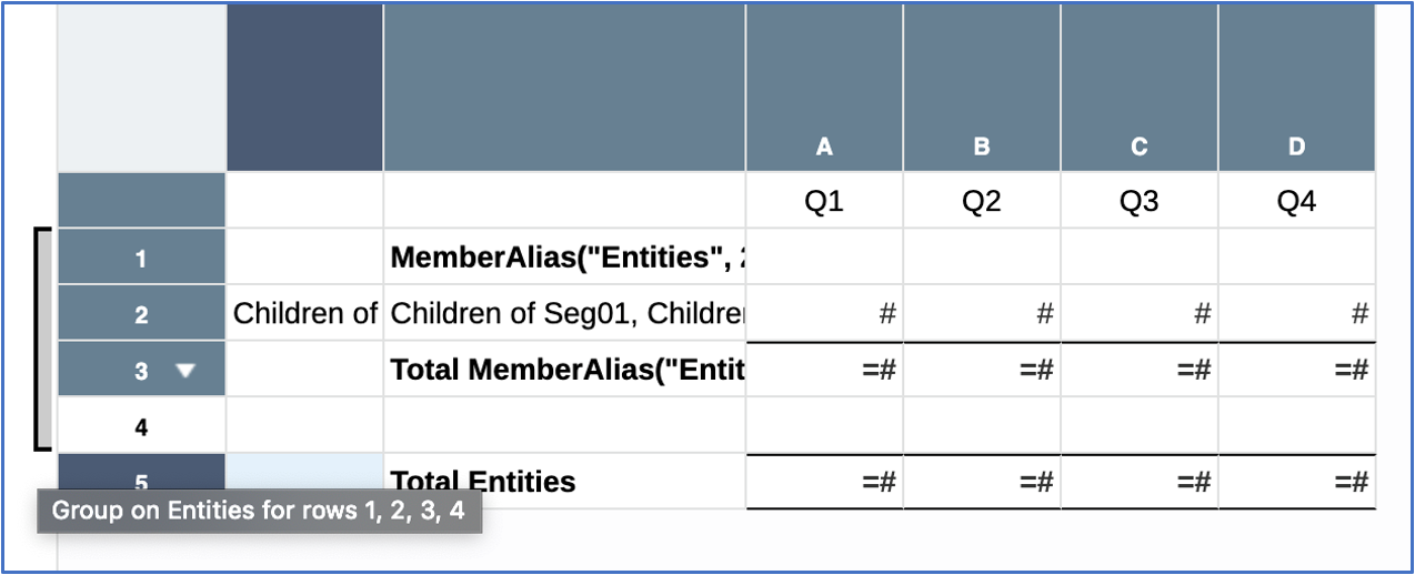 Anzeige der Gruppierungsinformationen