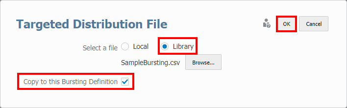 Bibliotheksauswahl - Auswahl einer Zielverteilungsdatei