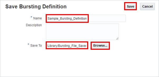 Bursting-Definition speichern