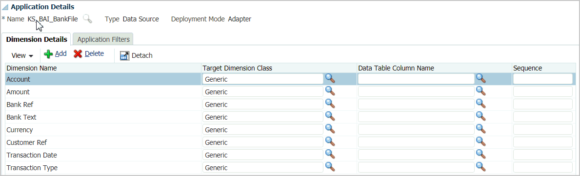 Das Bild zeigt die Registerkarte "Dimensionsdetails".