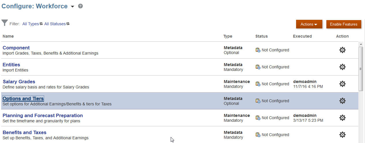 Screenshot der Seite zum Konfigurieren des Moduls "Personalplanung"