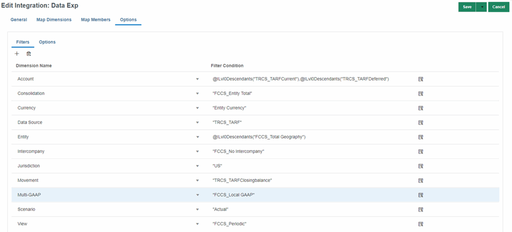 Integrationsfilter bearbeiten