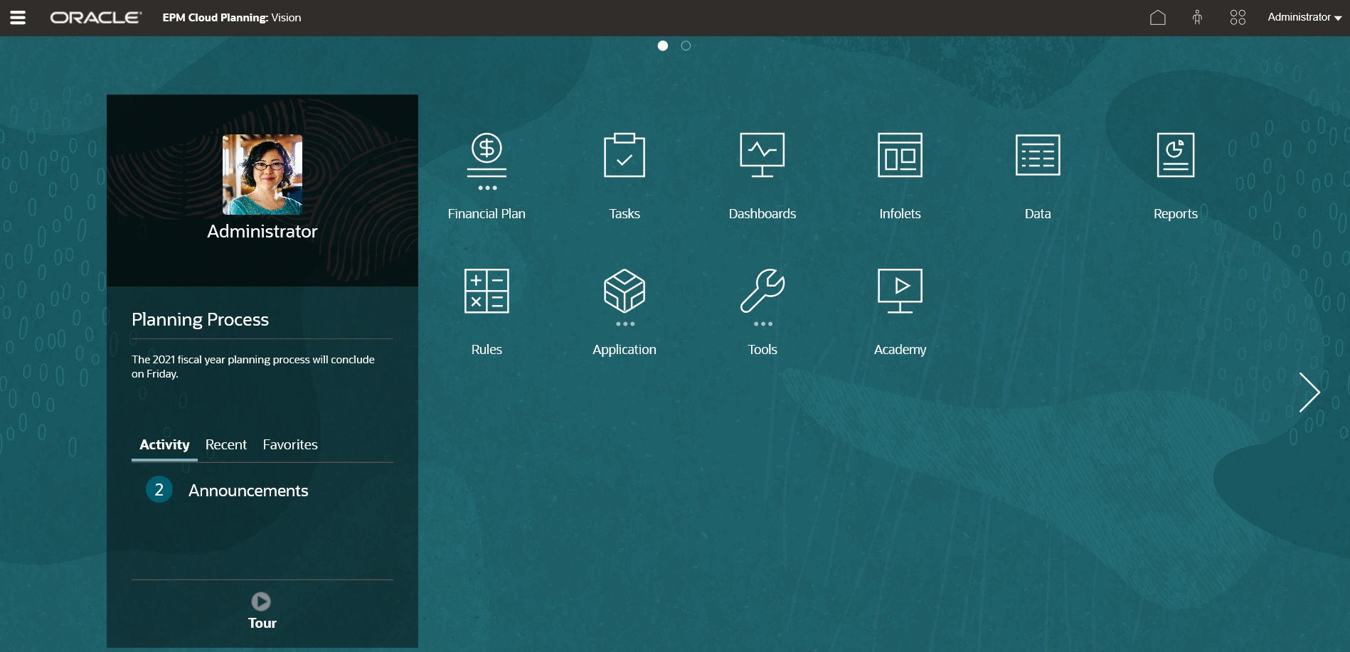 Cloud EPM-Homepage