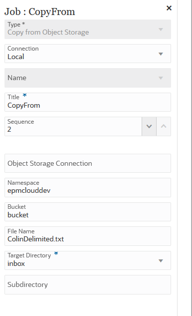 Das Bild zeigt den Jobtyp "Aus Object Storage kopieren".