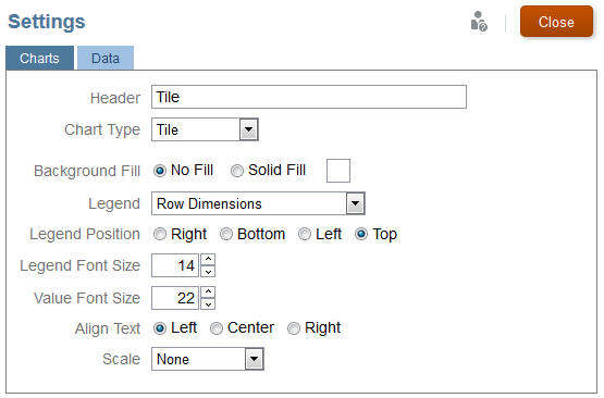 Screenshot mit Optionen zum Diagrammtyp "Kachel"