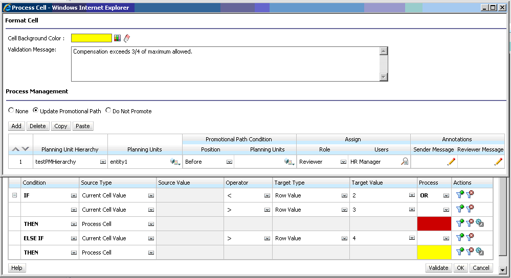 Datenvalidierungsregel, die den Personalleiter als Prüfer hinzufügt