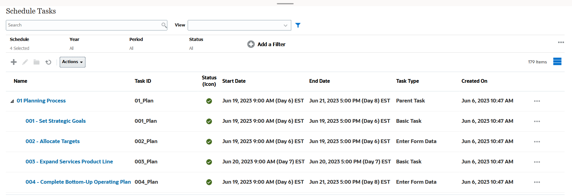 Task Manager-Listenansicht