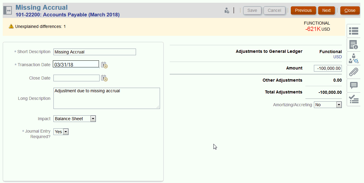 cuadro de diálogo de transacciones