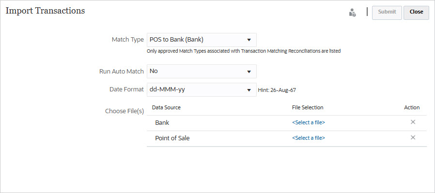 captura de pantalla del cuadro de di&aacute;logo Importar transacciones