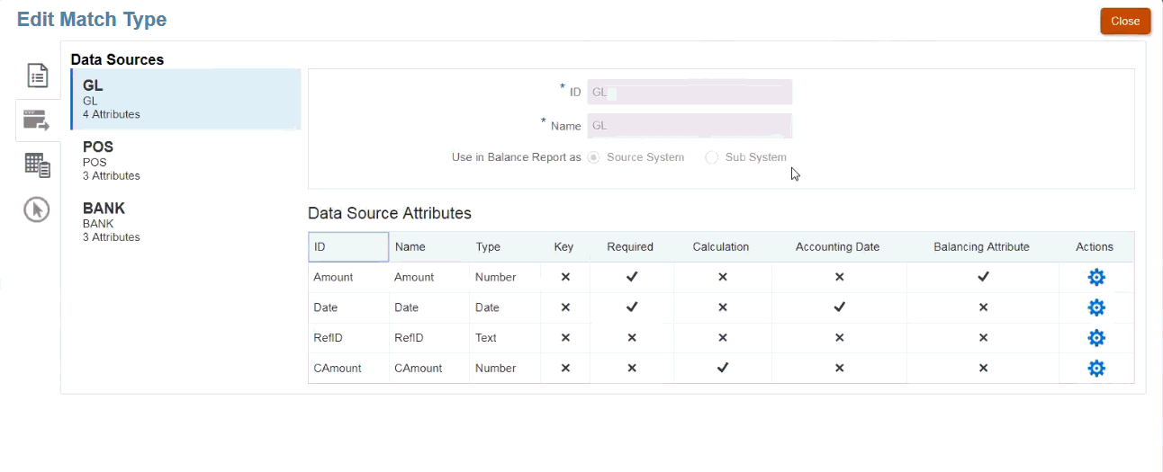 Varios orígenes de datos en el cuadro de diálogo Editar tipo de coincidencia