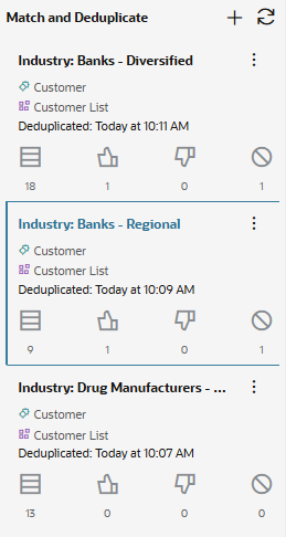 Panel Conjunto de resultados de desduplicación para la desduplicación