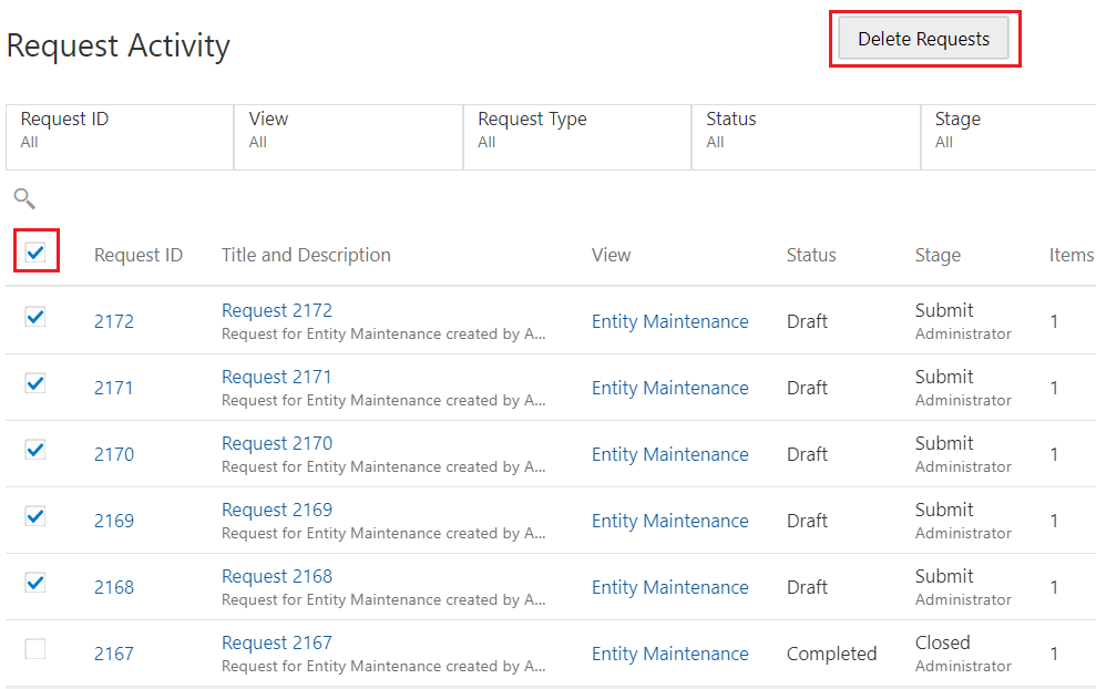 suprimir todas las solicitudes