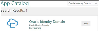 Pantalla para agregar la aplicación Dominio de Oracle Identity del catálogo de aplicaciones